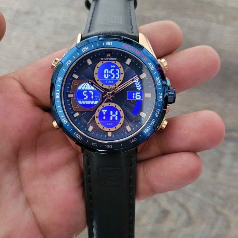 Naviforce Dual Display Watch in Leather For‎ Men